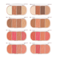 Palette de maquillage pour le visage, kit de contouring, bronzer, blush, illuminateur, 4 en 1, poudre pressée, naturelle, longue tenue, coffret cadeau beauté, logo personnalisé
