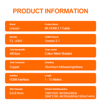 Cable HDMI 2.1 de Alta Velocidad 8K/60HZ OEM/ODM, Cable HDMI 2.1 de Alta Velocidad 4K/144Hz para Laptop/Monitor/HDTV/Computadora/Proyector