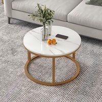 Table basse moderne sur pied pour balcon, petite taille, avec structure en fer et plateau en marbre, rangement rétractable, pour usage domestique ou professionnel