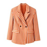 Blazer femme 2026, nouvelle veste de costume décontractée à rayures et revers effilochés, style rétro, à manches longues