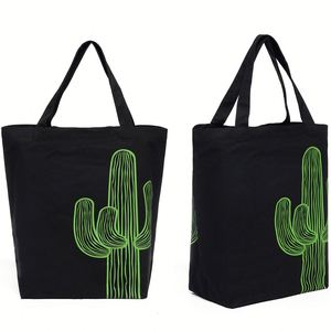 Sac de shopping réutilisable en forme de bateau noir à motif cactus, recyclé, pour promotion - Product Image 3