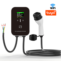 Borne de recharge murale pour VE 7 kW Type 2 avec RCD Type B intégré, IC, CPD, application Tuya WiFi, RFID, écran LCD, 32A, station de recharge domestique pour VE
