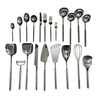 Ensemble de couverts en acier inoxydable à manche martelé, 29 pièces, finition miroir, réutilisable pour hôtels, restaurants, traiteurs, vente en gros