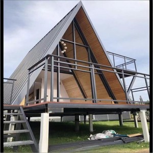 Nueva Villa Triangular Modular en Forma <span class=keywords><strong>de</strong></span> A, Estructura <span class=keywords><strong>de</strong></span> Acero Personalizada, Edificio <span class=keywords><strong>de</strong></span> Oficinas Moderno Prefabricado, Casa para Vivir al Aire Libre - Product Image 3