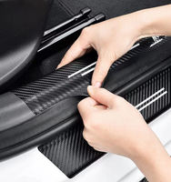 Taille universelle 4 pièces ensemble porte entrée garde fibre de carbone cuir voiture Logos voiture porte seuil protecteur autocollants pour voiture décorations