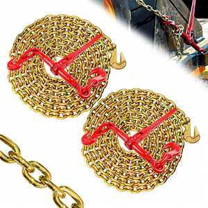 G70 FLT Verzinkte Geschweißte Transportkette 3/8'' X 10ft/20ft 6.600 lbs Sichere Arbeitslast Verzurrschlaufe Anhänger-Flachbett-Farmkette - Product Image 1