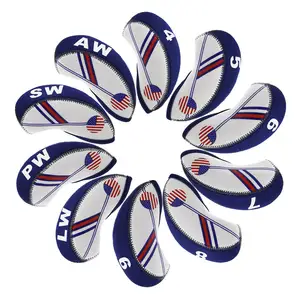 Golf branco & azul bandeira dos eua neoprene golf club, cunha de ferro, capa protetora para todas as marcas