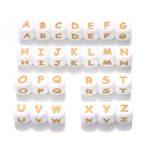 <span class=keywords><strong>Perles</strong></span> en silicone de haute qualité sans BPA, couleur unie, 12 mm, <span class=keywords><strong>carrées</strong></span>, lettres anglaises, en vrac, pour la dentition et le bricolage - Product Image 6