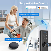 Serrure de porte intelligente à empreintes digitales et mot de passe, haute sécurité, pour portes en bois ou en acier, compatible avec l'application Tuya WIFI ou l'application Bluetooth TT