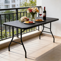 Table de jardin pliante robuste en PEHD noir de 1,8 m, style moderne, pour traiteur extérieur et réceptions
