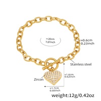Ensemble de bijoux pour femme en acier inoxydable et zircon, collier et bracelet à chaîne O plaqué or avec pampilles - Cadeau