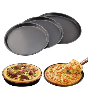 Placa redonda Pizza Pan Bandeja de prato fundo Aço carbono Antiaderente Molde de cozimento Ferramenta Baking Mold Pan Padrão 6 8 9 10 polegada