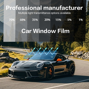 Film teinté céramique auto-adhésif amovible pour vitres de véhicules, isolation thermique et protection de la vie privée, noir intense, les plus vendus (5%, 15%, 35%) - Product Image 2