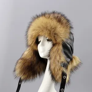 定制logo狐狸毛俄罗斯滑雪帽冬季保暖帽户外耳罩防水雪帽