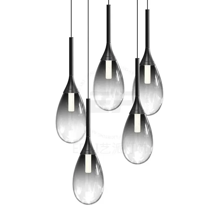 Lampu gantung aluminium hitam, 2022 kualitas tinggi lampu abu-abu untuk restoran Modern LED liontin 2.4