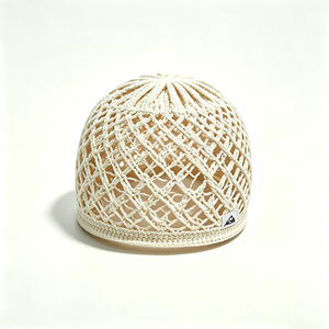 Unisex Hollow Crochet Mesh Beanie Summer Breathable Cotton Yarn Skull <b>Cap</b> Custom ACE <b>Mountain</b> Woven Label Character - Product Image 3