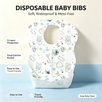 Bavoir jetable pour bébé à motif de dessin animé, absorbant à 2 couches pour la forte baveuse