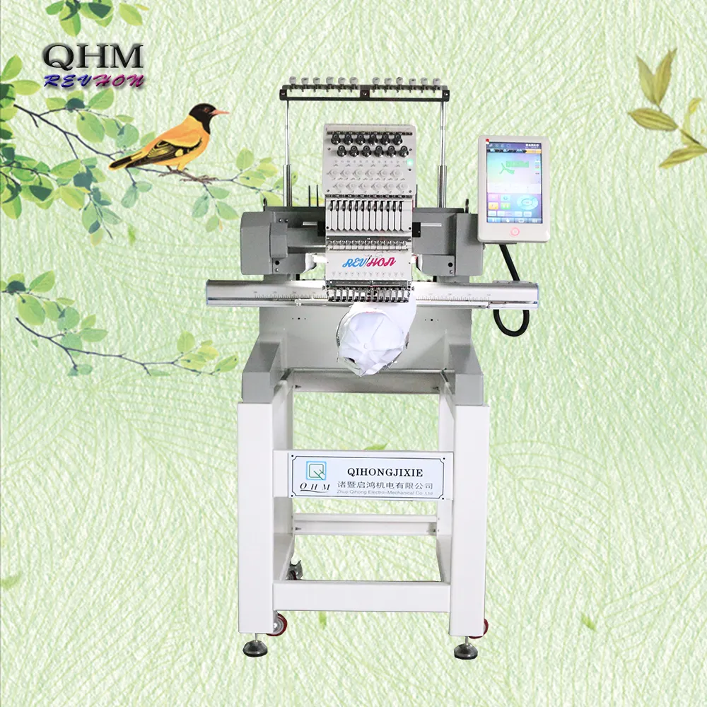 QHM/REVHON Đầu Duy Nhất Computerized Hat Máy Thêu Phẳng Cho Hat/3D Hat/T-shirt Máy May