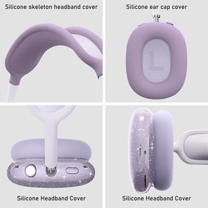 Funda Protectora Personalizada de 3 Piezas con Purpurina, de Silicona de Grado Alimenticio, Ecológica y Antiarañazos para <span class=keywords><strong>AirPods</strong></span> Max, Producto para el Hogar - Product Image 5