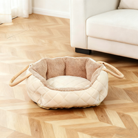 Petopia Premium Luxus Komfortables Hunde-Plüschbett Rechteckiges Donut-Auto-Haustierbett mit Abnehmbarem Bezug Leinen Einfarbiger Cord
