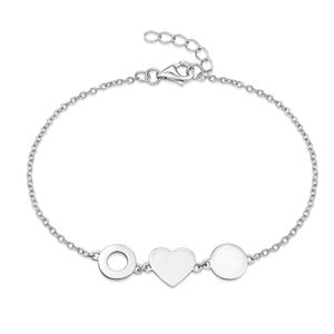 <span class=keywords><strong>Bracelet</strong></span> à breloques en forme de cœur en <span class=keywords><strong>argent</strong></span> sterling 925 plaqué rhodium, chaîne à maillons géométriques minimalistes, bijoux ajustables, cadeau pour femmes - Product Image 1
