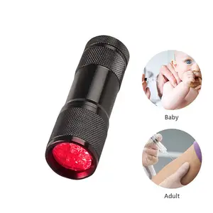 Aluminum Mini Torch 9 LED 660~670NM Vein Finder Light Red Beam Led Flashlight For Locate Vein,ophthalmology,hunting