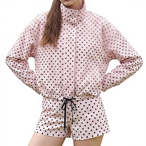 Conjunto de 2 Piezas para Mujer, Chaqueta y Pantalones Cortos con Estampado de Lunares, Chaqueta Corta con Cierre - Product Image 5
