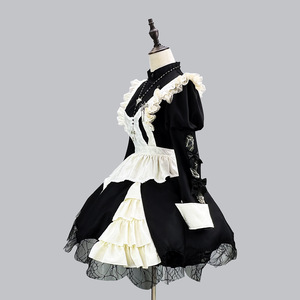 Dark Gothic Maid Dress Puff Sleeve Lolita Style Halloween Cosplay Costume Black Spring 2025 Drama Anime Role Playing - Product Image 2