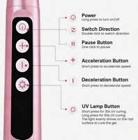 Offre Spéciale : Ponceuse à Ongles Électrique Sans Fil en Forme de Stylo 35000 tr/min avec Lampe UV Intégrée pour Séchage des Ongles, Idéale pour Salons de Manucure