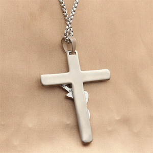 Stainless Steel <b>Cross</b> Pendant With Guitar Design Punk Retro Men's Necklace 280617 - Product Image 2