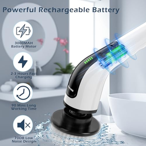 Electric Spin Scrubber <b>Scrub</b> Cleaning <b>Brush</b> Chargeable Cordless <b>Power</b> Scrubber With Extension Handle Adaptive <b>Brush</b> - Product Image 3
