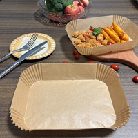 Papier de cuisson rectangulaire naturel résistant à la chaleur et à l'huile pour friteuse à air et four, idéal pour la cuisson quotidienne