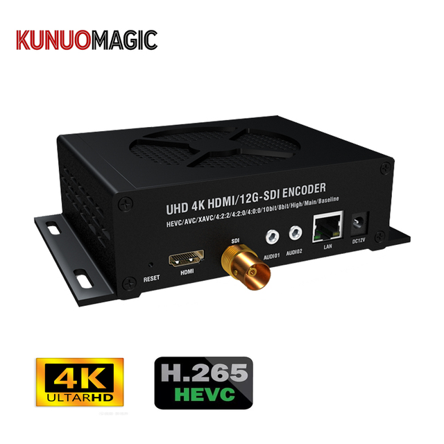 KUNUOMAGIC 4K30fps H.265/H.264 Video Encoder Metal Housing Supporting for HTTP M3u8 RTSP RTMP UDP SRTF Live Streaming IP
