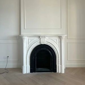 Cheminée à éthanol moderne minimaliste autoportante en pierre (marbre travertin) Intérieur élégant Cheminée à éthanol autoportante - Product Image 3