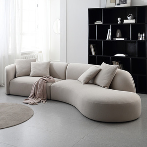 Divano Angolare Curvo in Velluto Stile Italiano di Lusso Leggero, Modulare e Minimalista, con Spugna ad Alta Densità e Telaio in Legno per <span class=keywords><strong>Soggiorno</strong></span> - Product Image 5