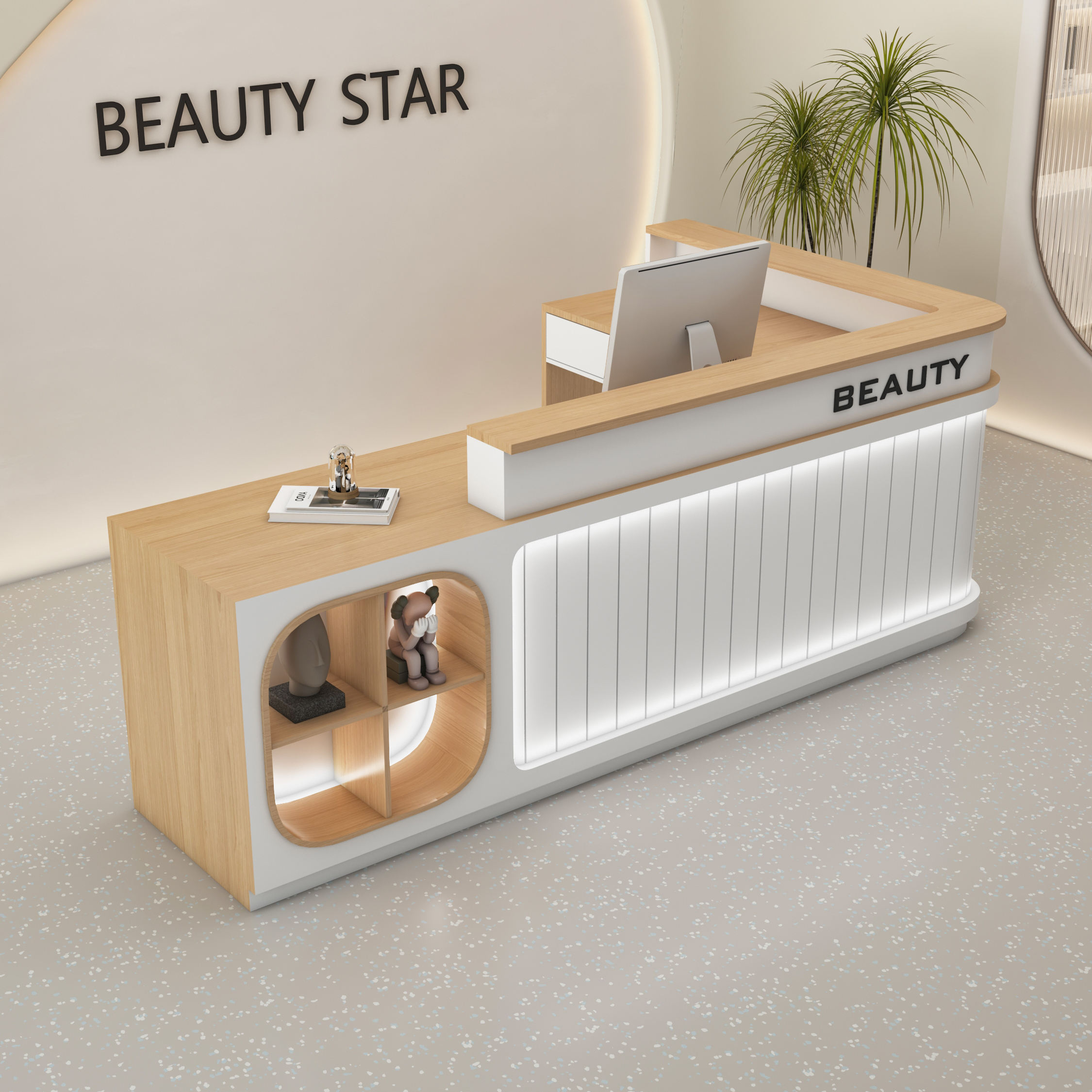 White + wood color + 60cm long side corner