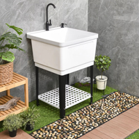 Évier en plastique authentique et durable pour salle de bain, lavabo autoportant pour dortoir, camping-car, caravane - Évier compact pour garage avec tuyau de vidange