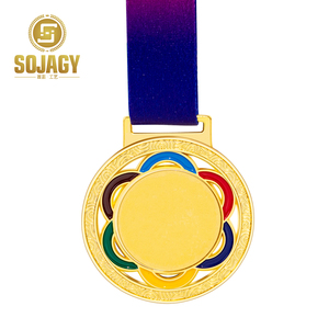 Logo personnalisé Blanks Sublimation Ribbon Awards Metal Trophy Sports Custom Trophées and Medals Plaques 2024 <span class=keywords><strong>Paris</strong></span> Gold Blank Medal - Product Image 4