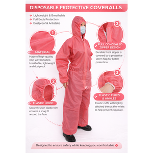 بدلة واقية للاستخدام مرة واحدة من مادة SMS مع شهادة CE/ISO للاستخدام في الغرف النظيفة، مستوى حماية D، مقاومة للمواد الكيميائية ومضادة للماء - Product Image 6