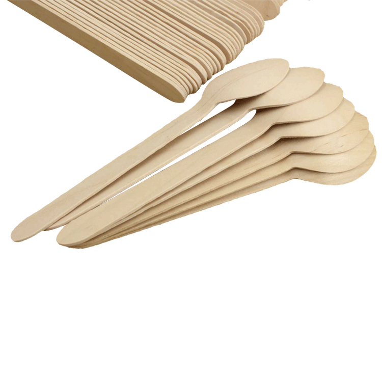 JM JM2025 Disposable Wooden Spoon - Eco-Friendly Biodegradable Cutlery Set for Camping Party