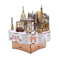 Boîte à musique en bois personnalisée et puzzle en bois 3D Mini maison - Kit de maison miniature à faire soi-même avec un design de puzzle 3D complexe