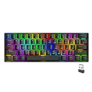 AMZ Hot Sale 24 RGB Backlit Modes Wireless Gaming Keyboard 60 Percent Gaming Keyboard Triple Modes Bluetooth Mechanical Keyboard