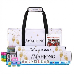 Sac de Mahjong Américain Pliable de Luxe en Toile, Ensemble Cosmétique Portable Trois Pièces, Grande Capacité, Support de Rangement Mahj-Tils, Multi-Couleurs - Product Image 2