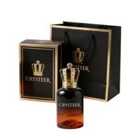 Flacon de parfum cylindrique de luxe en verre 50 ml, diffuseur à bâtonnets, pulvérisateur à pompe, bouchon couronne, emballage vide pour parfum avec logo personnalisé, OEM