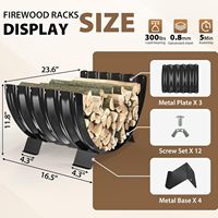 Nouveau support à bois de chauffage en fer noir à ligne incurvée, étagère de rangement pour bois et bûches, porte-bois de chauffage le plus vendu en Europe et en Amérique