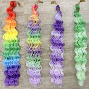 Cabello Sintético de Crochet de 24 Pulgadas y 100g, Estilo Boho, Ondulado Profundo, Estilo Playero, Ondulado Húmedo y Profundo, para Peinados con Trenzas, Precio de Fábrica - Product Image 4