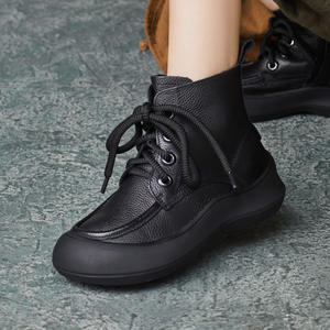 Botines de Piel Auténtica con Cordones para Mujer, Botas Chelsea de Invierno, Zapatos de Plataforma Cómodos - Product Image 4