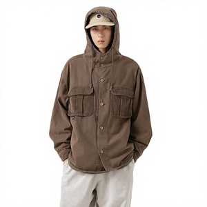 High Quality Casual Loose Fit Streetwear <b>Work</b> <b>Jacket</b> Zipper Closure Eco-Friendly Windproof Finished Cotton <b>Canvas</b> Cargo Pockets - Product Image 3