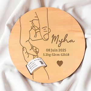 Bracelet de naissance en bois personnalisé pour nouveau-né, gravé, qualité hospitalière, cadeau de naissance pour la Fête des Mères - Prix usine - Product Image 3