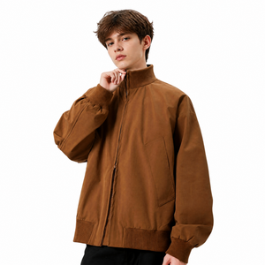 Factory Custom Oversized Washed Bomber Stand Fall Zipper <b>Jacket</b> 8058 Unisex Streetwear Loose Stand Collar Windbreaker <b>Men</b> Coat - Product Image 2